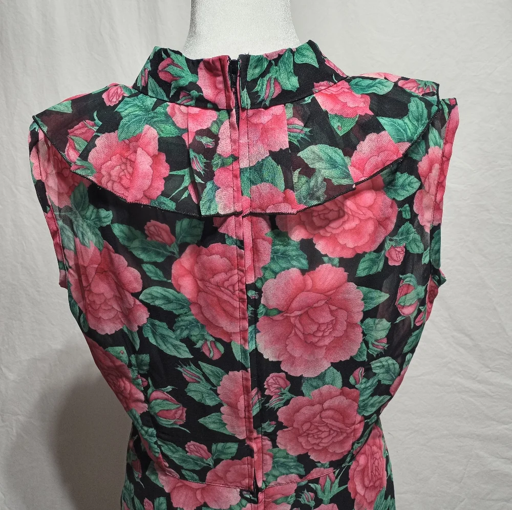 Hell Bunny Eden Rose Floral Ruffled Dress Size Medium Rose Floral Print - Picture 4 of 13